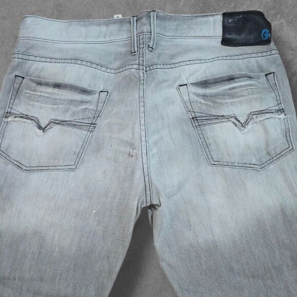 Y2K  Guess Premium Gray Light Wash Marshal Straight Leg Button Fly Jeans 33w - Picture 2 of 8